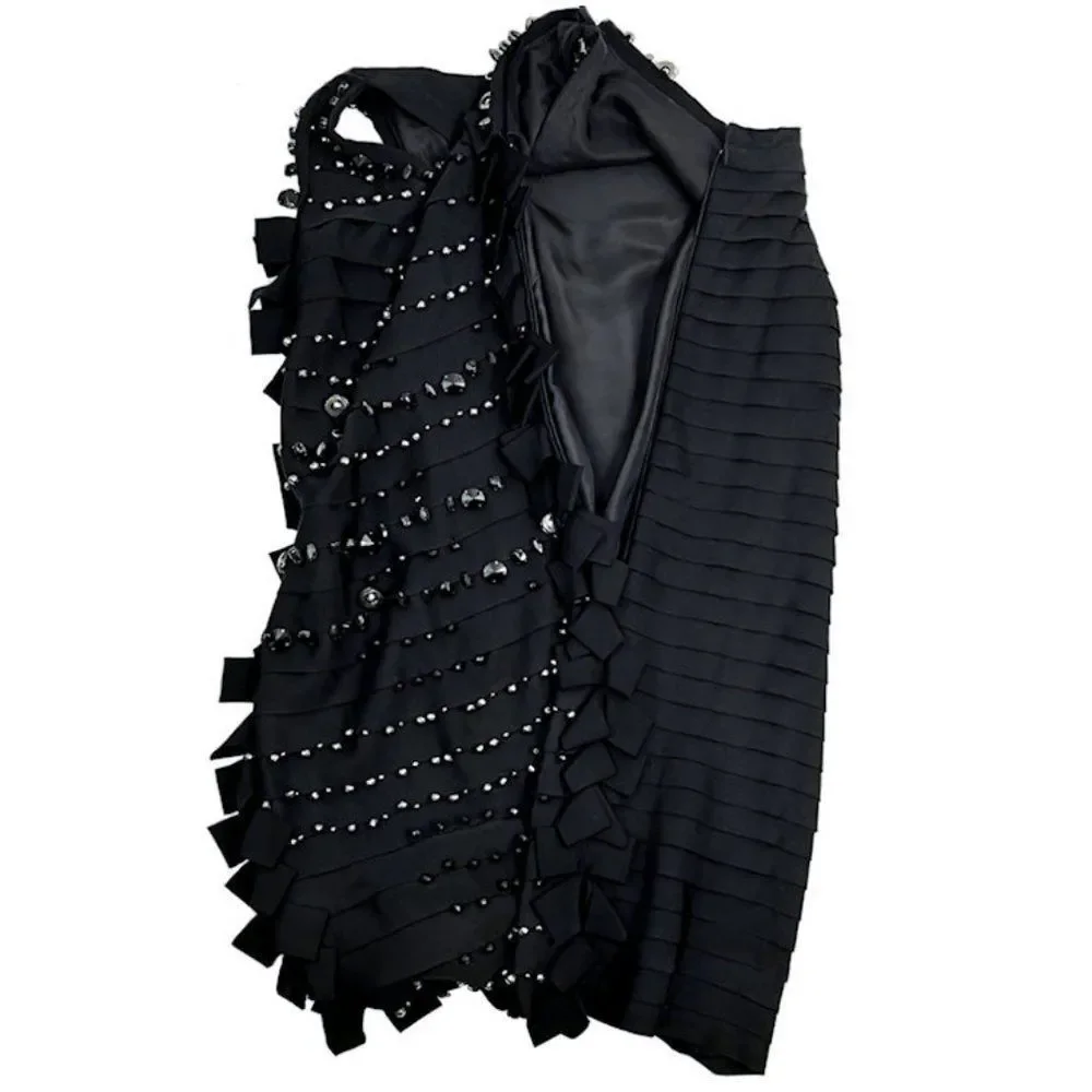 Vintage LANVIN 2008 Runway Black Embellished Black Tie Party Dress - Picture 9 of 11
